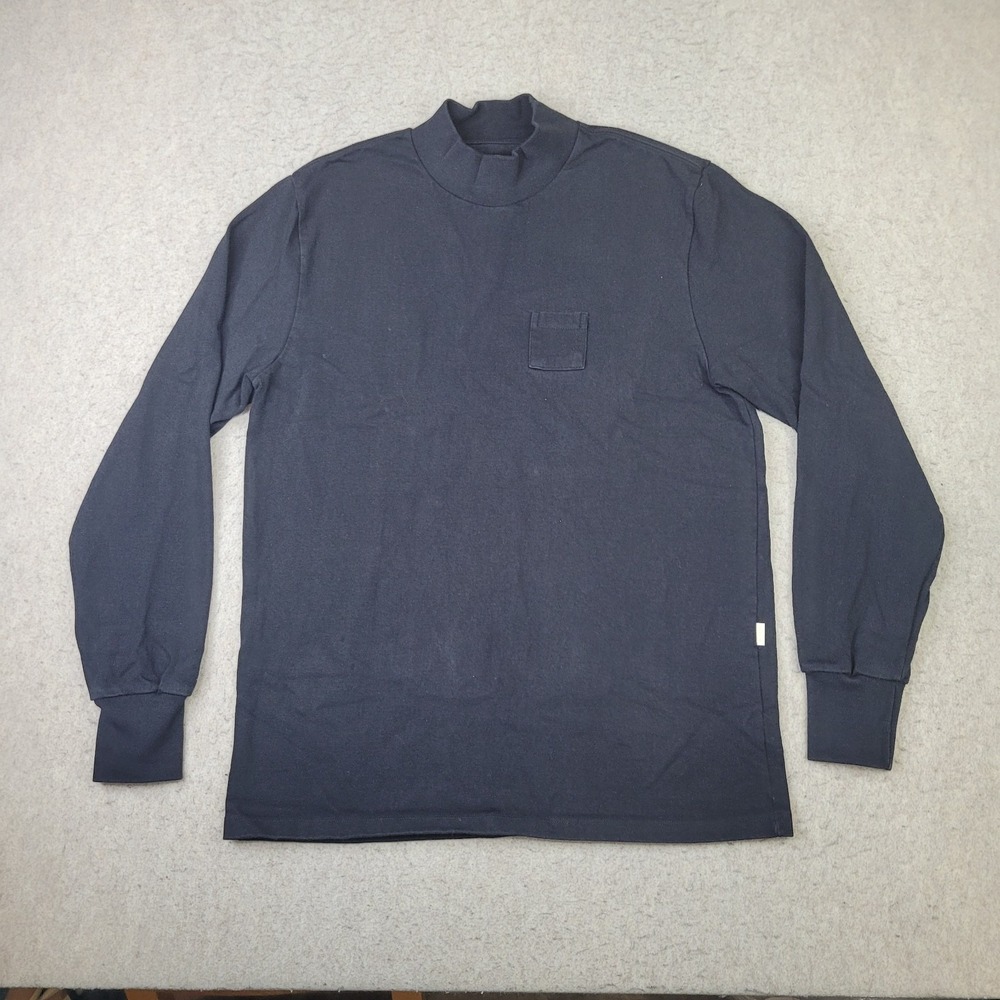 Aime Leon Dore-Dimebag‎ Long-Sleeve Mockneck Tee-100% Cotton-Black-Men's Size L